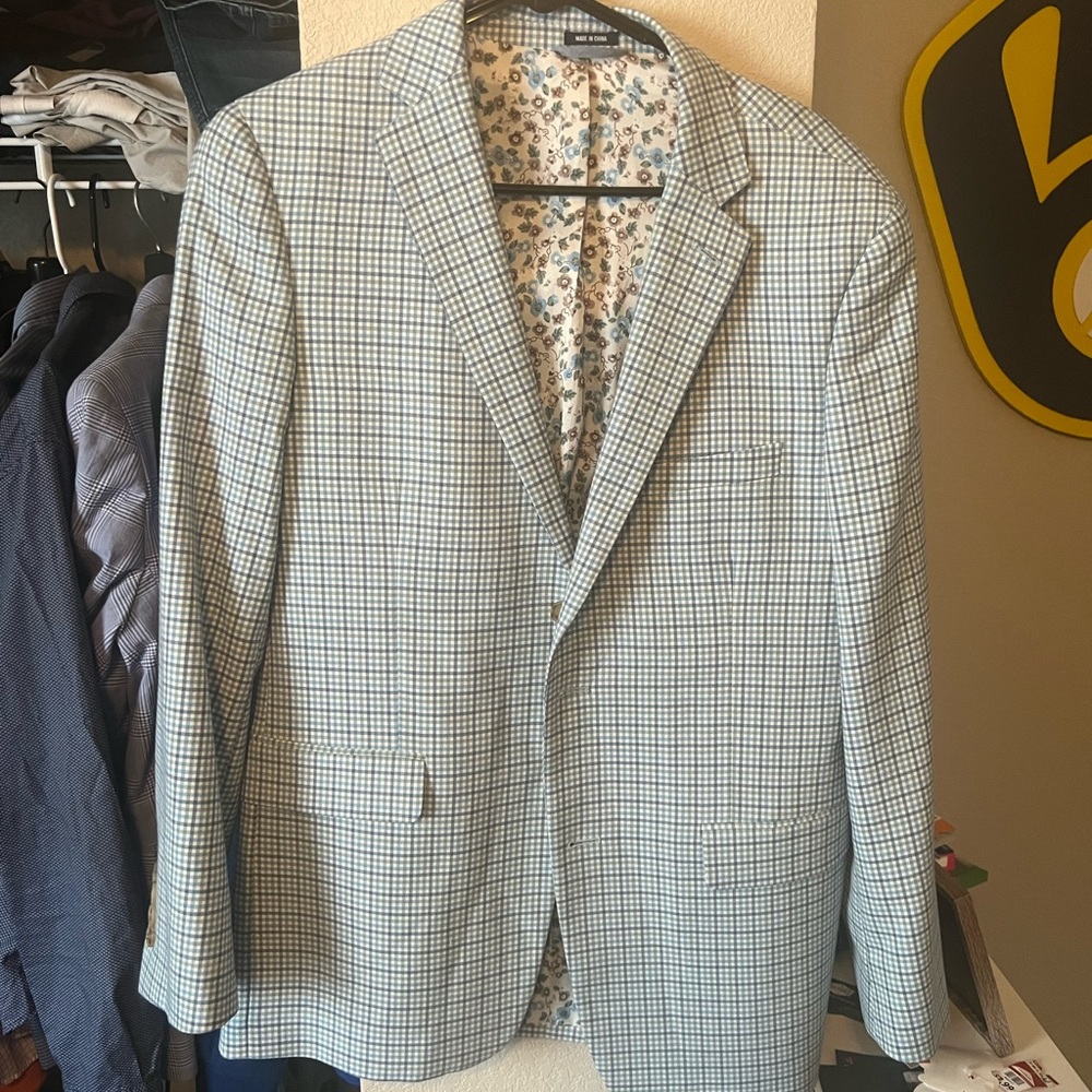 Crown & Ivy Green patterned suit coat 38R